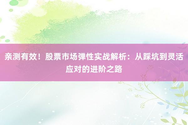 亲测有效！股票市场弹性实战解析：从踩坑到灵活应对的进阶之路