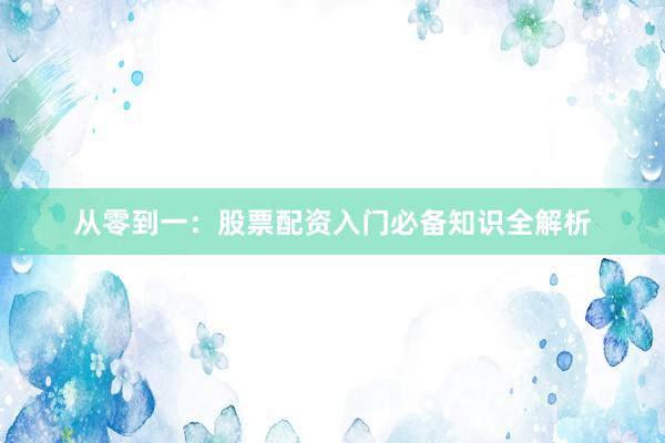 从零到一：股票配资入门必备知识全解析