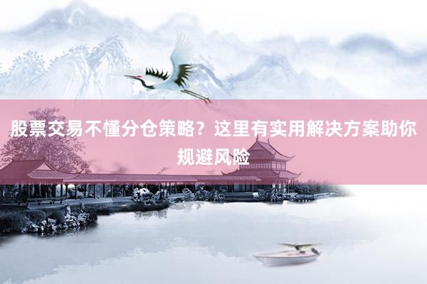 股票交易不懂分仓策略？这里有实用解决方案助你规避风险