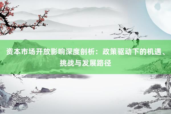 资本市场开放影响深度剖析：政策驱动下的机遇、挑战与发展路径