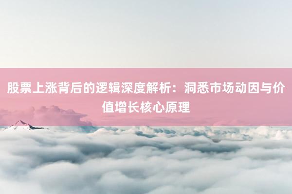 股票上涨背后的逻辑深度解析:洞悉市场动因与价值增长核心原理