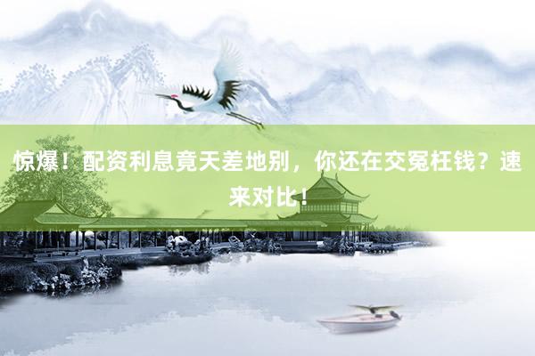 惊爆！配资利息竟天差地别，你还在交冤枉钱？速来对比！