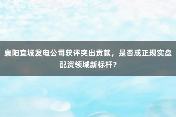 襄阳宜城发电公司获评突出贡献,是否成正规实盘配资领域新标杆?