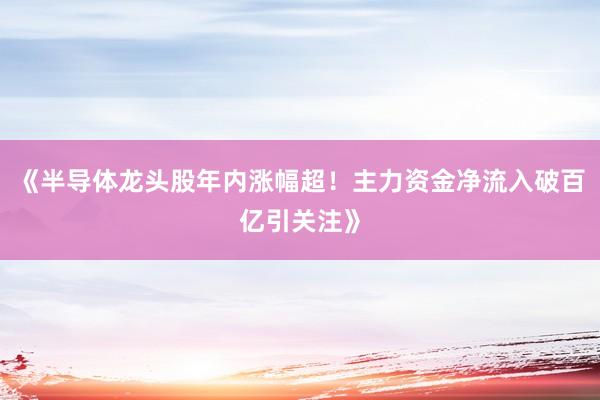 《半导体龙头股年内涨幅超！主力资金净流入破百亿引关注》