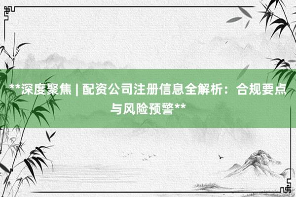 **深度聚焦 | 配资公司注册信息全解析：合规要点与风险预警**